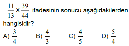 6.Sınıf Kesirlerle Çarpma ve Bölme İşlemi Online Test