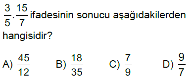 6.Sınıf Kesirlerle Çarpma ve Bölme İşlemi Online Test