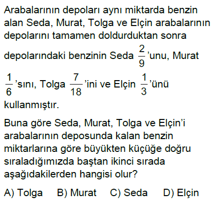 6.Sınıf Kesirler Online Test