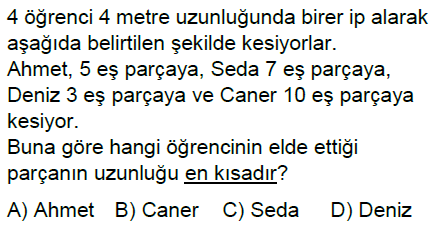 6.Sınıf Kesirler Online Test