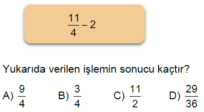 6.Sınıf Kesirlerle Toplama ve Çıkarma İşlemi Online Test