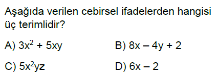 7.Sınıf Cebirsel İfadeler Online Test