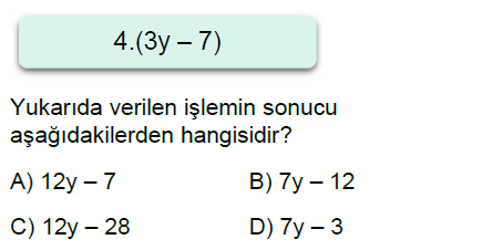 7.Sınıf Cebirsel İfadeler Online Test