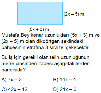 7.Sınıf Cebirsel İfadeler Online Test