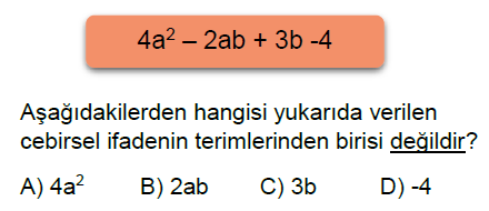 7.Sınıf Cebirsel İfadeler Online Test