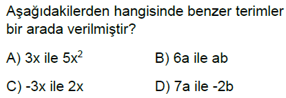 7.Sınıf Cebirsel İfadeler Online Test