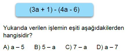 7.Sınıf Cebirsel İfadeler Online Test