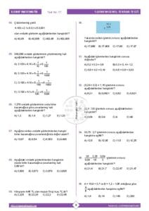 6.Sınıf Matematik 1.Dönem Genel Tekrar Testi