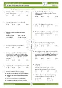 7.Sınıf Matematik 1.Dönem Genel Tekrar Testi