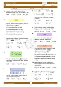 5.Sınıf Ondalık Gösterim Testi