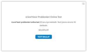 6.Sınıf Kesir Problemleri Online Test