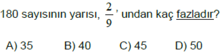 6.Sınıf Kesir Problemleri Online Test