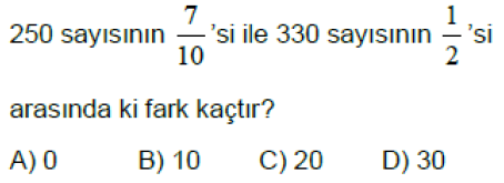 6.Sınıf Kesir Problemleri Online Test