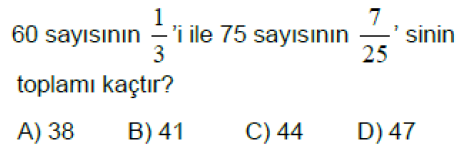 6.Sınıf Kesir Problemleri Online Test