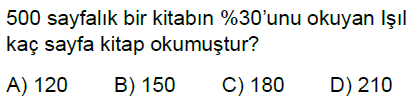 5.Sınıf Bir Çokluğun Yüzdesini Bulma Online Test