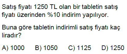 5.Sınıf Bir Çokluğun Yüzdesini Bulma Online Test