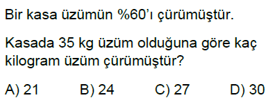 5.Sınıf Bir Çokluğun Yüzdesini Bulma Online Test