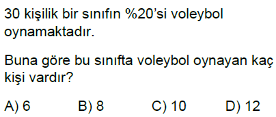 5.Sınıf Bir Çokluğun Yüzdesini Bulma Online Test