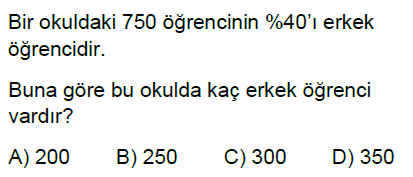 5.Sınıf Bir Çokluğun Yüzdesini Bulma Online Test