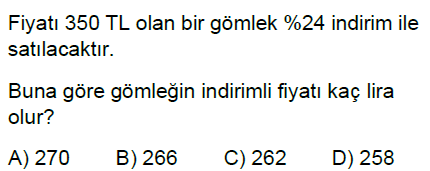 5.Sınıf Bir Çokluğun Yüzdesini Bulma Online Test