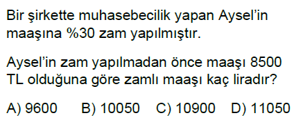 5.Sınıf Bir Çokluğun Yüzdesini Bulma Online Test