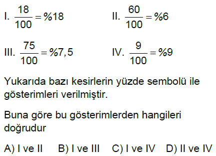 5.Sınıf Yüzdeler Online Test