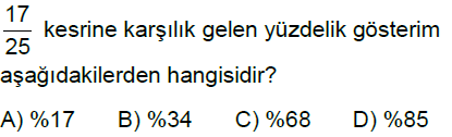 5.Sınıf Yüzdeler Online Test