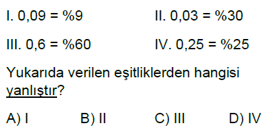 5.Sınıf Yüzdeler Online Test