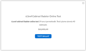 6.Sınıf Cebirsel İfadeler Online Test
