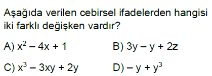 6.Sınıf Cebirsel İfadeler Online Test