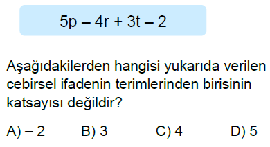 6.Sınıf Cebirsel İfadeler Online Test