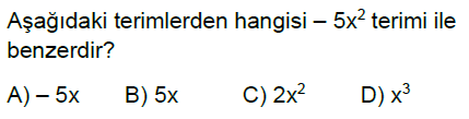 6.Sınıf Cebirsel İfadeler Online Test