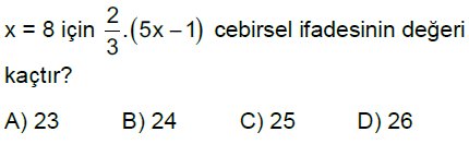 6.Sınıf Cebirsel İfadeler Online Test