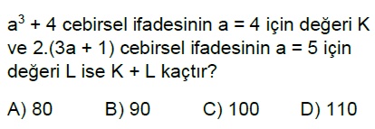 6.Sınıf Cebirsel İfadeler Online Test