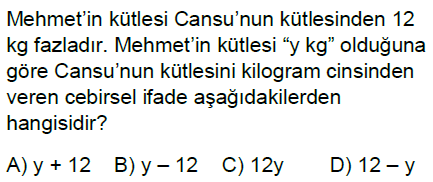 6.Sınıf Cebirsel İfadeler Online Test