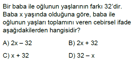 6.Sınıf Cebirsel İfadeler Online Test