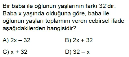 6.Sınıf Cebirsel İfadeler Online Test