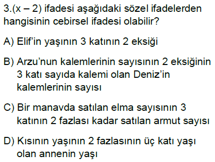 6.Sınıf Cebirsel İfadeler Online Test