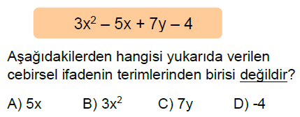 6.Sınıf Cebirsel İfadeler Online Test