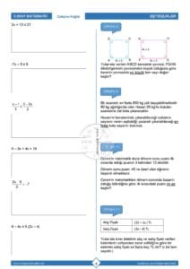 8.Sınıf Eşitsizlikler Çalışma Kağıdı