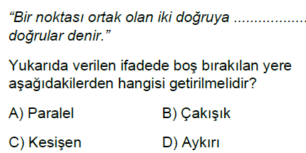 5.Sınıf Temel Geometrik Kavramlar Online Test