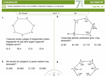 7.Sınıf Çokgenler Testi