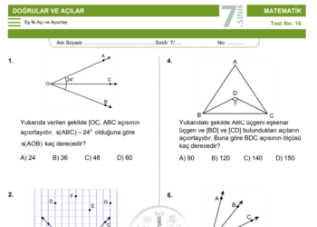 7.Sınıf Doğrular ve Açılar Testi 1