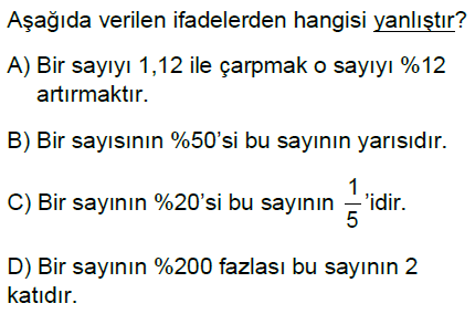 7.Sınıf Yüzdeler Online Test