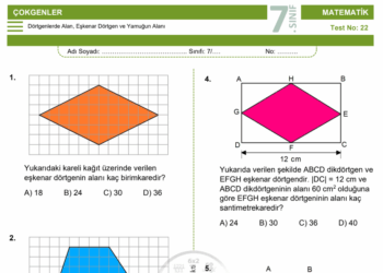 7.Sınıf Dörtgenlerde Alan Testi