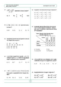 7.Sınıf Tam Sayılarla İşlemler MEB Çıkmış Sorular