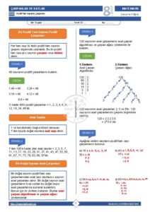 8.Sınıf Çarpanlar ve Katlar Çalışma Kağıdı