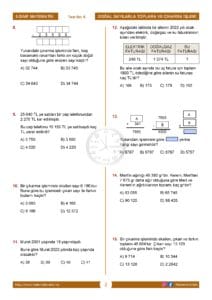 5.Sınıf Doğal Sayılarla Toplama ve Çıkarma İşlemi Testi