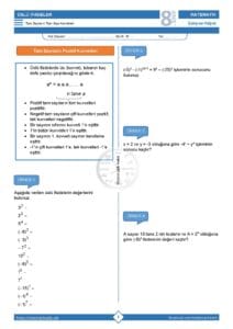 8.Sınıf Tam Sayıların Tam Sayı Kuvvetleri Çalışma Kağıdı
