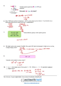 2023 - 2024 5.Sınıf Matematik 1.Dönem 1.Yazılı Soruları